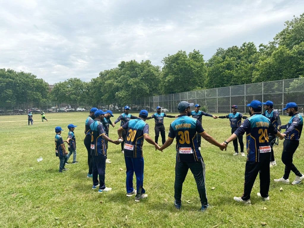New York Titans players warming up together before a match.